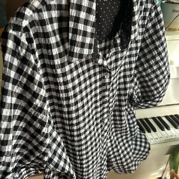 Allison Daley Black and White Checkered Blouse 22W - Picture 16 of 16
